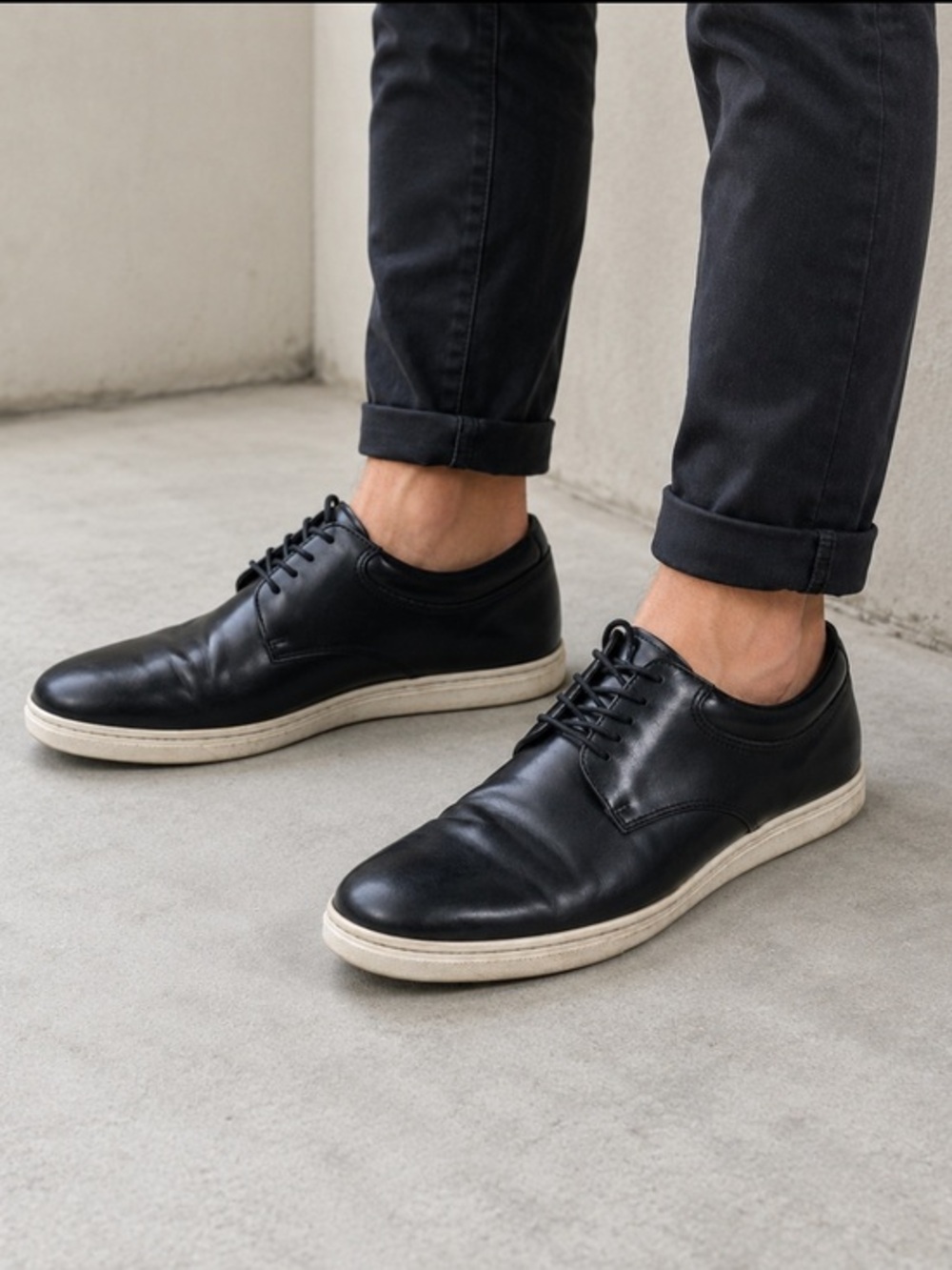 Perry Ellis Portfolio Men’s Black Leather Lace-Up Casual Dress Shoes Size 11.5